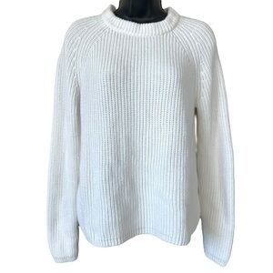 Quince Organic Cotton Fisherman Crew Sweater in Ivory